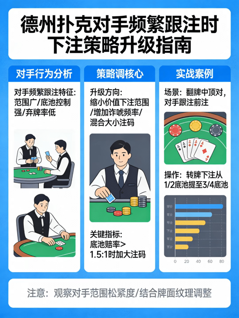 德州扑克教学：对手频繁跟注时，你的下注策略必须做这5大升级